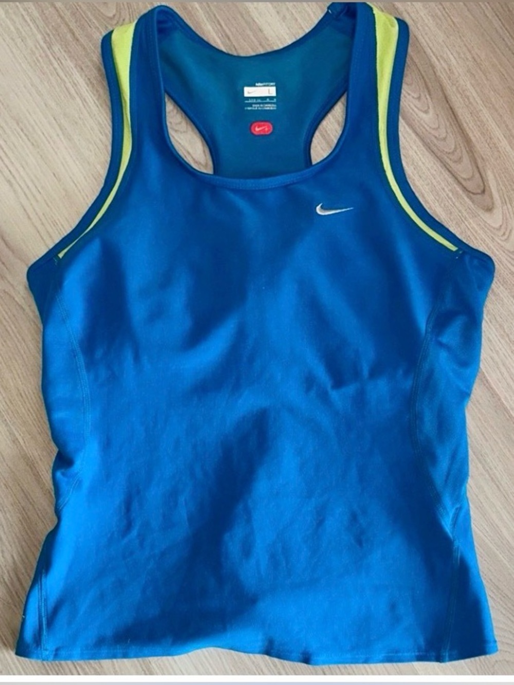 Nike Dri-Fit Women's Tank Top L Blue Bra Athletic Racerback Workout Sporty Gym